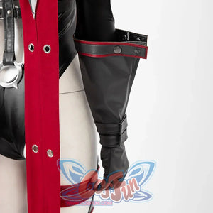 Invisible Woman Malice Cosplay costume details with black, silver accessories, and red design on a white background.