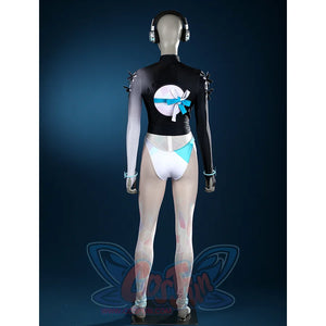 Game Rivals Luna Snow Cosplay Costume, the back of the top is openwork.