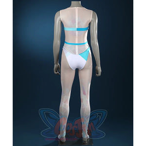 Game Rivals Luna Snow Cosplay Costume, there is a long zipper on the back.