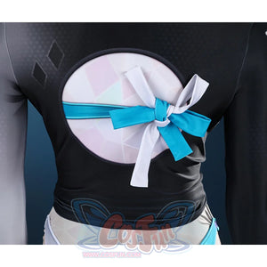 Game Rivals Luna Snow Cosplay Costume, the open back reveals the bow inside.