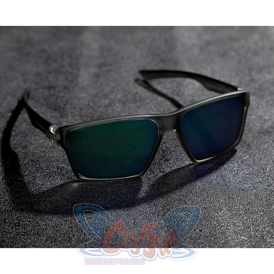 Game Rivals Luna Snow Cosplay Costume, black and gray frames, laser-cut lenses.