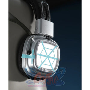 Game Rivals Luna Snow Cosplay Costume, silver headphones with blue accents.