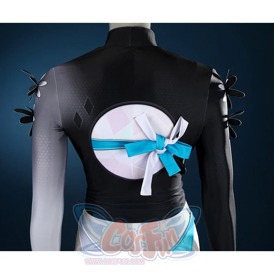 Game Rivals Luna Snow Cosplay Costume, the top has a subtle floral pattern, which enhances its texture.