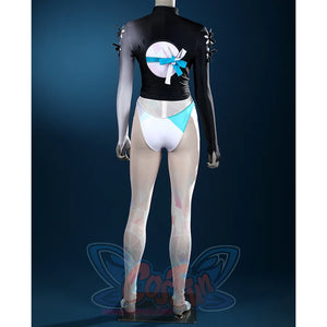 Game Rivals Luna Snow Cosplay Costume, the back of the top is openwork.