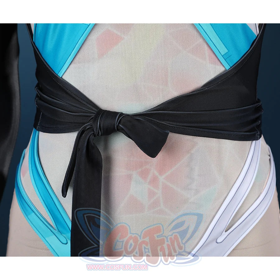 Game Rivals Luna Snow Cosplay Costume, the top has a tie at the bottom.