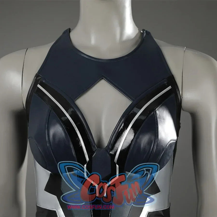 Game Rivals Ororo Munroe Cosplay costume&#39;s lining is tight-fitting, it&#39;s main colors is dark blue, supplemented by black and silver details.