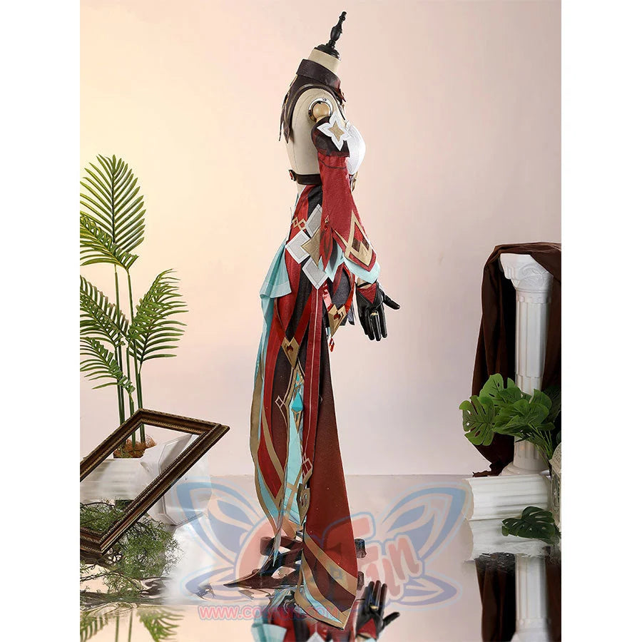 Alice Cosplay Costume side view on mannequin highlighting dress silhouette and witch hat design