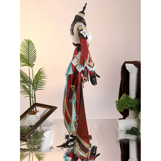 Alice Cosplay Costume side view on mannequin highlighting dress silhouette and witch hat design