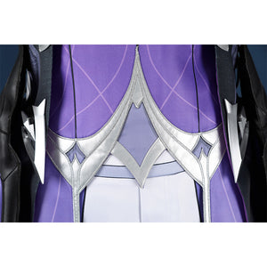 Genshin Impact Durin cosplay costume white bodysuit silver geometric design purple skirt section