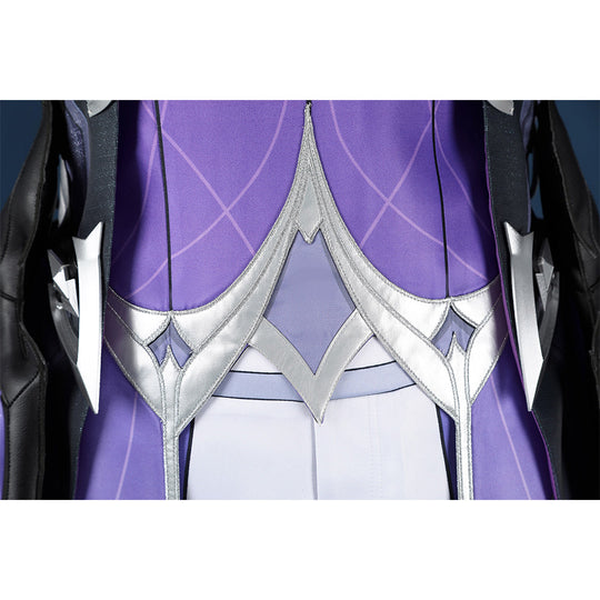 Genshin Impact Durin cosplay costume white bodysuit silver geometric design purple skirt section