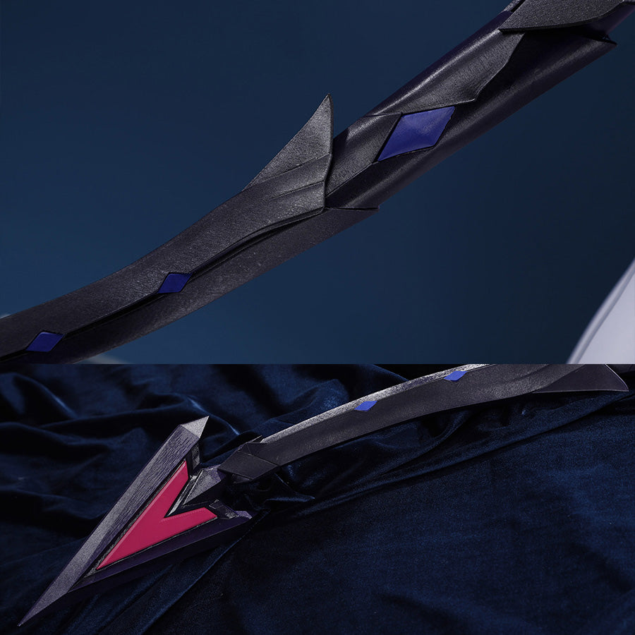 Genshin Impact Durin cosplay costume tail accessories dark gray surface pink blue gem details
