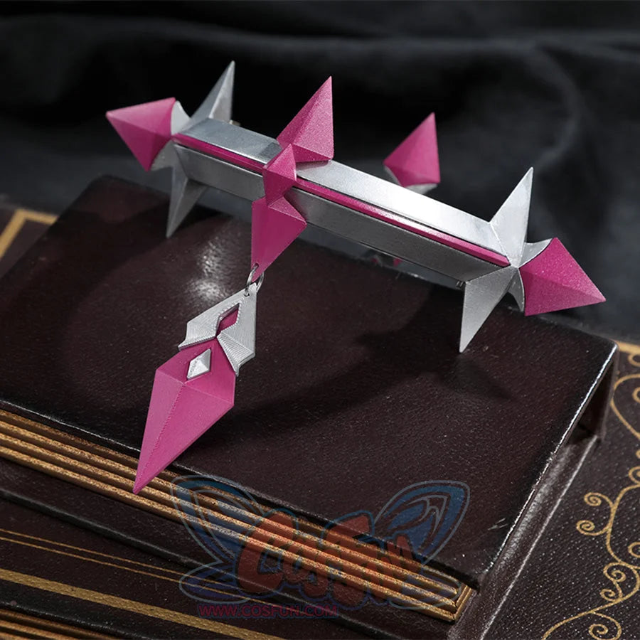 Genshin Impact Durin cosplay costume prop weapon pink white geometric design crystal details
