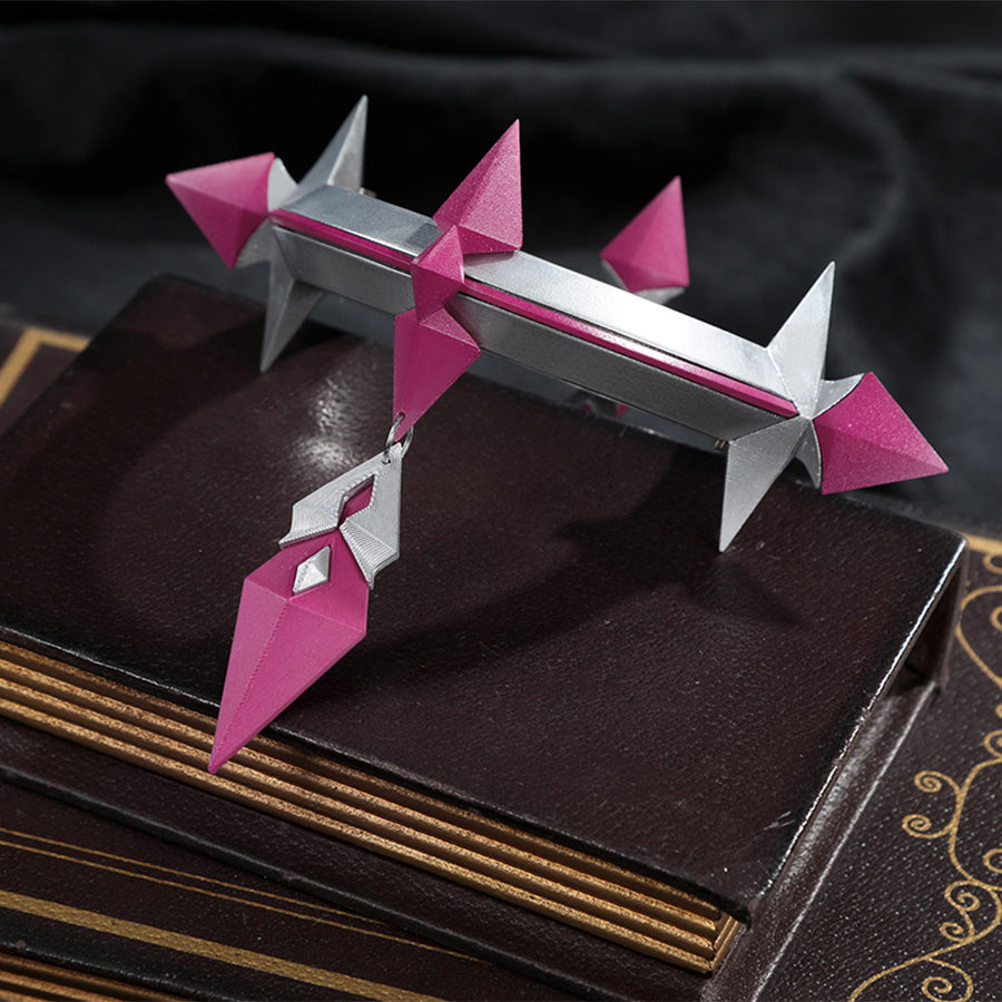 Genshin Impact Durin cosplay costume prop weapon pink white geometric design crystal details