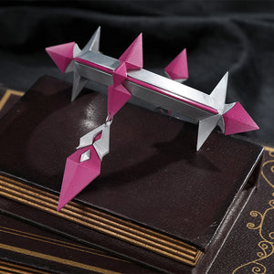 Genshin Impact Durin cosplay costume prop weapon pink white geometric design crystal details