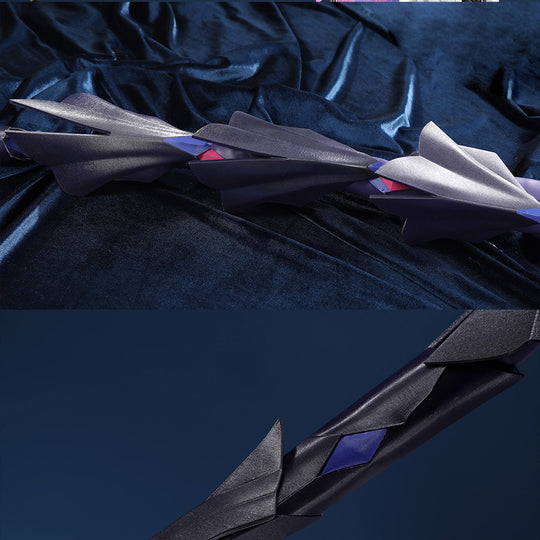 Genshin Impact Durin cosplay costume tail pieces dark silver surfaces blue pink accents