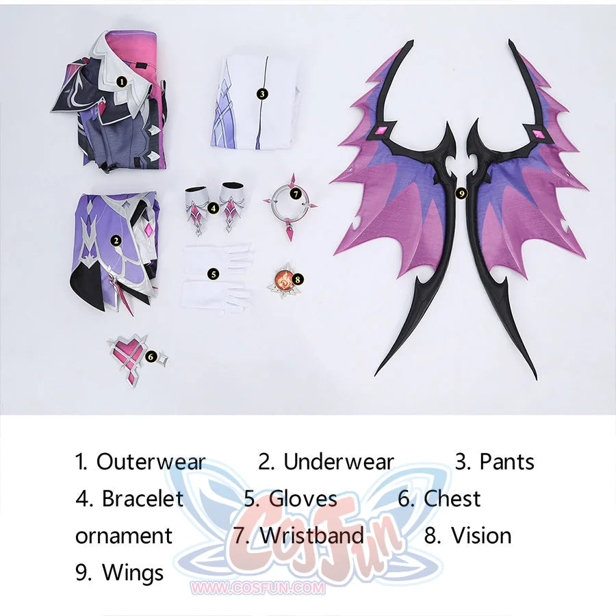 Genshin Impact Durin cosplay costume complete set layout all pieces