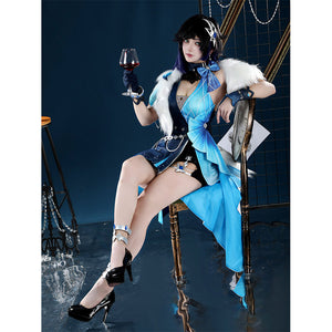 Genshin Impact Yelan Cosplay Costume Tranquil Banquet Outfit N09764