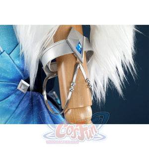 Yelan Cosplay Costume silver arm bracelet with blue gem detail for Tranquil Banquet outfit