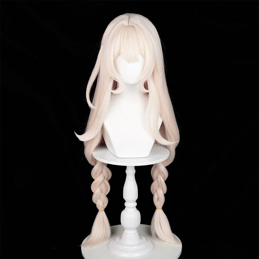 Genshin Impact Alice Cosplay Wig, long beige hair featuring softly curled tips.