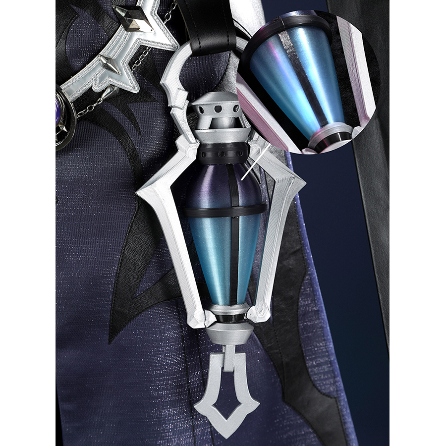 Genshin Impact Flins Cosplay Costume, a lantern with a silver frame and a blue body, featuring a light-up design.