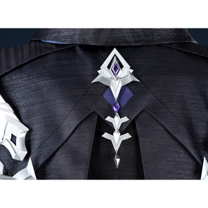 Genshin Impact Flins Cosplay Costume, the shawl has delicate silver decorations on the back.