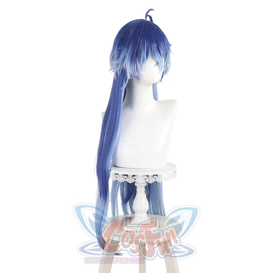 Genshin Impact Flins Cosplay Wig, gradient blue wig, the hair on the sides and back is long