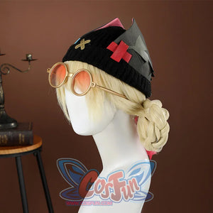 Genshin Impact Jahoda Cosplay Costume, black hat with red and pink trim, side view