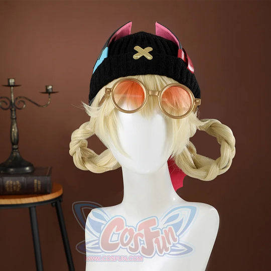 Genshin Impact Jahoda Cosplay Costume, black hat with colorful trim, front view