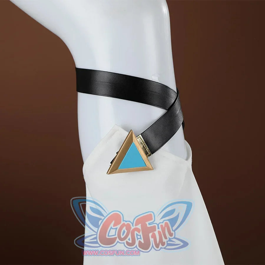 Genshin Impact Jahoda Cosplay Costume, white leg warmer with black straps