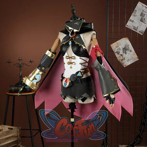 Genshin Impact Jahoda Cosplay Costume, grey, white and black outfit, right side view