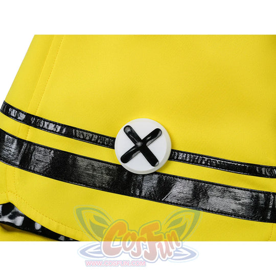 Miliastra Wonderland Manekin cosplay costume decoration showing black leather straps with white X button