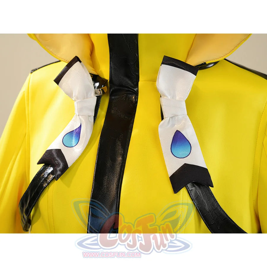 Miliastra Wonderland Manekin cosplay costume drawstring detail with white wings and blue teardrop design