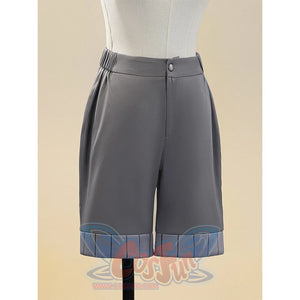 Miliastra Wonderland Manekin cosplay costume gray shorts with elastic waistband and pleated hem