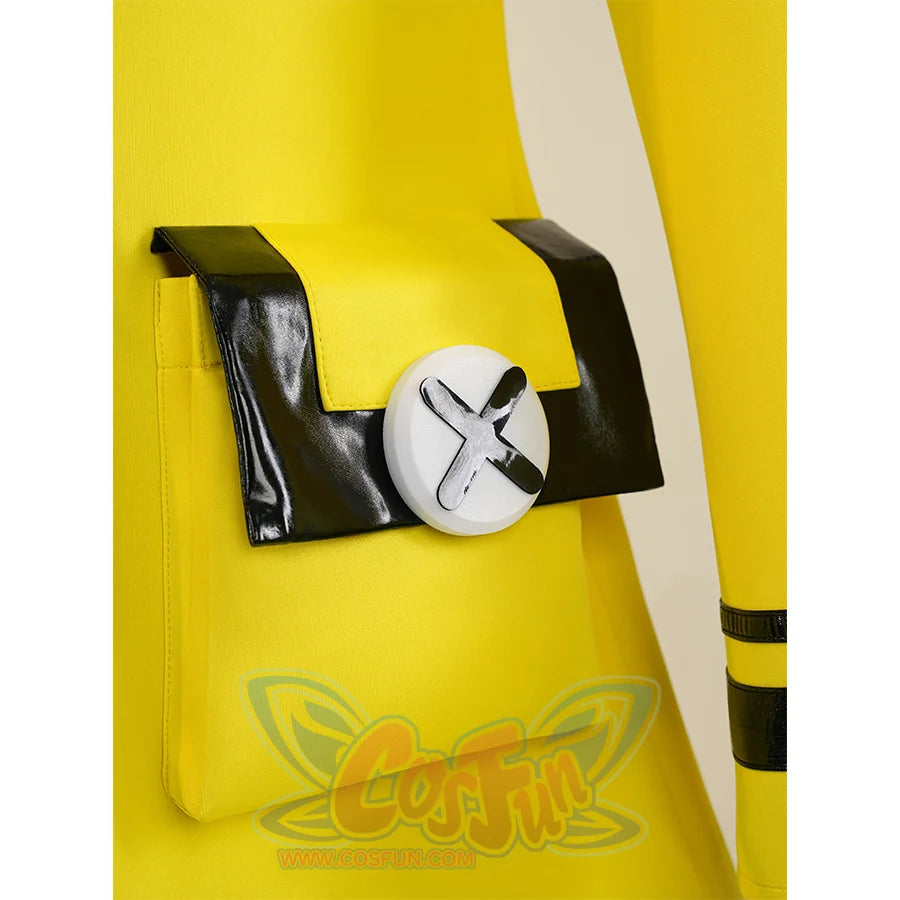 Miliastra Wonderland Manekin cosplay costume pocket detail with black trim and white X button accent
