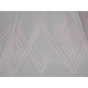 FES Columbina cosplay costume cape with pink geometric diamond pattern embroidery on sheer fabric