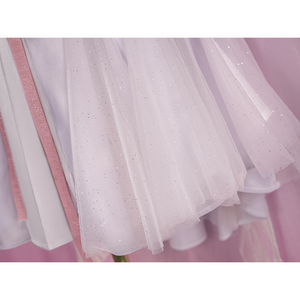 FES Columbina cosplay costume skirt fabric with sparkly white tulle and pink gradient sheer layers
