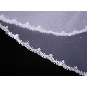 FES Columbina cosplay costume veil lace trim with white floral embroidery and silver glitter detail