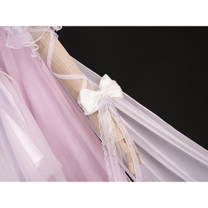 FES Columbina cosplay costume wrist bow with white butterfly charm and flowing pink sheer fabric