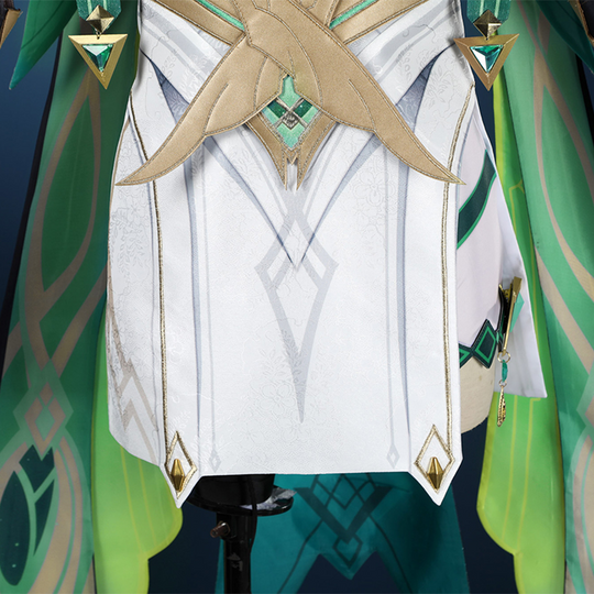 Genshin Impact Nefer Cosplay Costume white skirt, showing dark Pattern and golden pattern design