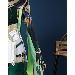 Genshin Impact Nefer Cosplay Costume black and gold sleeves, showing rich decoration