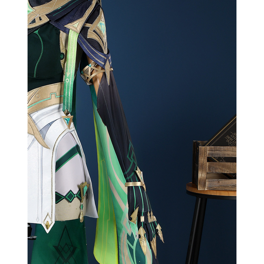 Genshin Impact Nefer Cosplay Costume black and gold sleeves, showing rich decoration