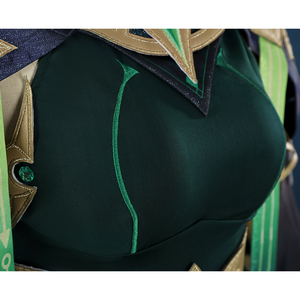 Genshin Impact Nefer Cosplay Costume , dark green vest with two light green lines