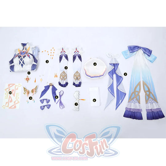 Nicole cosplay costume complete set showing all components including dress, accessories, and ornaments