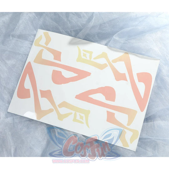 Nicole cosplay costume temporary tattoos featuring pink and gold geometric pattern designs