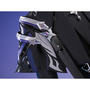 Flins cosplay costume cloak back decoration detail showing silver star ornament with purple gem accents