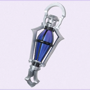 Flins cosplay costume lantern prop featuring silver ornate frame design with blue glass center detail
