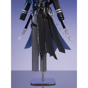 Flins cosplay costume pants full view displaying black trousers with blue hem details and hanging chains
