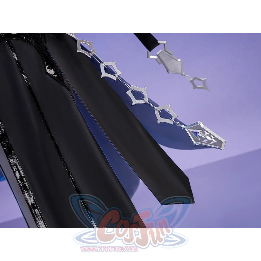 Flins cosplay costume waist chain featuring silver star linked design with decorative pendant accessory