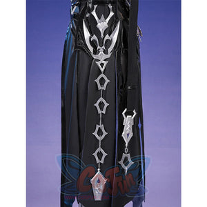 Flins cosplay costume waist chain full display showing silver star linked chain with ornate pendant