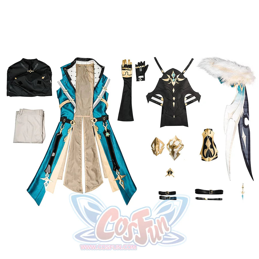 Genshin Impact Varka cosplay costume complete set showing all pieces 